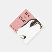 Baby Dusche Standard Napkin "Gold/Pink Penguin" Serviette (Ecke)