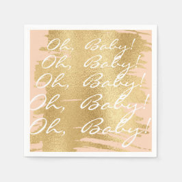 Baby Dusche Standard Napkins/Classic Gold/Pink Serviette