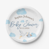 Baby-Dusche, Storchlieferung, Baby Boy Pappteller (Vorderseite)