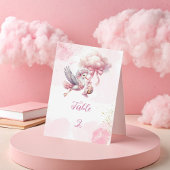 Baby-Dusche Stork - Rosa Wolken und goldenes Funke Tischnummer