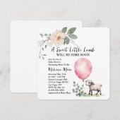 Baby Dusche Sweet Little Lamb Pink Ballon Einladung (Vorne/Hinten)