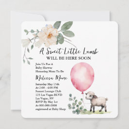 Baby Dusche Sweet Little Lamb Pink Ballon Einladung