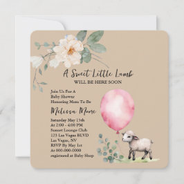 Baby Dusche Sweet Little Lamb Pink Ballon Einladung