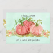 Baby Dusche Sweet Little Pumpkin Pink Roses Einladung (Vorne/Hinten)