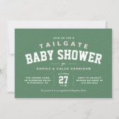 Baby Dusche Tailgate Leichtrosa Fußball Thema Einladung (Vorderseite)
