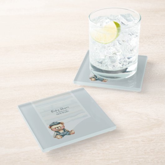 Baby Dusche Thema Hard Glass Untersetzer (Schrägansicht)