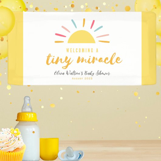 Baby Dusche Tiny Miracle Sun Banner