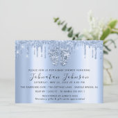 Baby Dusche Tropfen Glitzer Blue Feet Blue Boy Gir Einladung (Stehend Vorderseite)