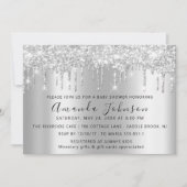 Baby Dusche Tropfen Glitzer Feet Gray Spark Boy Gi Einladung (Vorderseite)