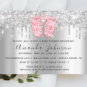 Baby Dusche Tropfen Glitzer Pink Feet Gray Boy Gir Einladung