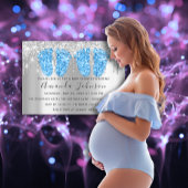 Baby Dusche Tropfen Silver Gray Feet Twins Boys Einladung