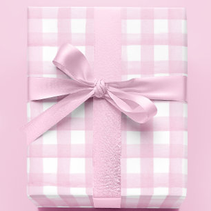 Baby Dusche Umpackpapier Girl Pink Gingham Geschenkpapier