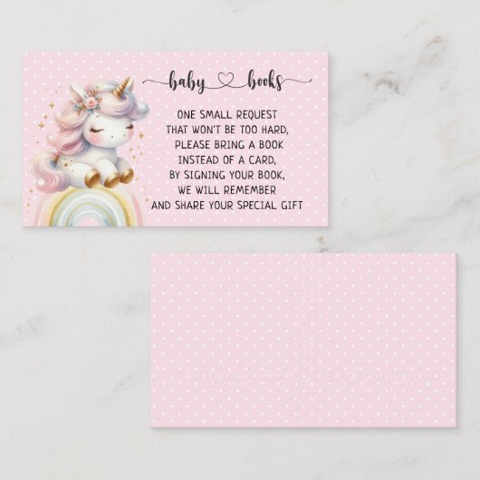 Baby-Dusche Unicorn und Rainbow I Birthday Begleitkarte (Vorne/Hinten)