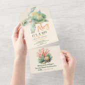 Baby-Dusche unter der Meerestierdusche All In One Einladung (Abreißen)