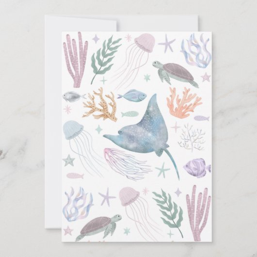 Baby-Dusche unter der Meerestierdusche Einladung (Rückseite)