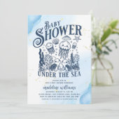 Baby-Dusche unter der Meerestierdusche Einladung (Stehend Vorderseite)