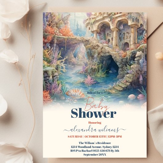 Baby-Dusche unter der Meerestierdusche Einladung