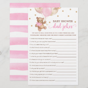 Baby Dusche Vater Jokes Game Teddy Bear Pink