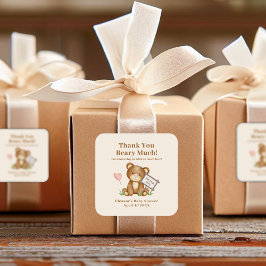 Baby Dusche Vielen Dank Beary Much Quadratischer Aufkleber