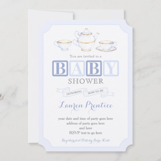 Baby Dusche Vintag Tee Party Einladende Karten für (Vorderseite)