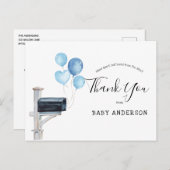 Baby Dusche von Mail Blue Balloons Danke Postkarte (Vorne/Hinten)