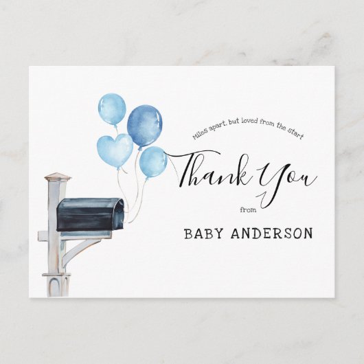 Baby Dusche von Mail Blue Balloons Danke Postkarte (Vorderseite)