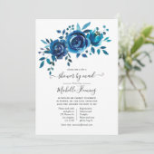 Baby-Dusche von Navy und White Floral von Mail Einladung (Stehend Vorderseite)