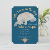 Baby-Dusche von Ocean Animal Manatee Einladung (Stehend Vorderseite)