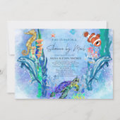 Baby-Dusche von Wildtieren im Ozean per Post Einladung (Vorderseite)