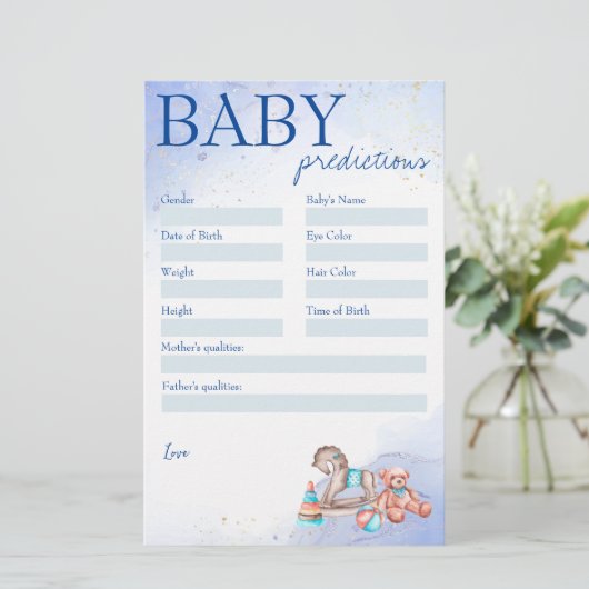 Baby Dusche Vorhersagespiel Briefpapier (Stehend Vorderseite)