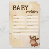 Baby Dusche Vorhersagespiel kleiner Cowboy Briefpapier (Vorne/Hinten)