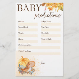 Baby Dusche Vorhersagespiel Kürbis Briefpapier