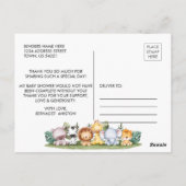 Baby Dusche Wasserfarbe Safari Tiere Danke Po Postkarte (Rückseite)