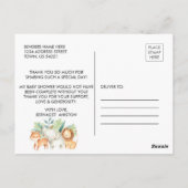 Baby Dusche Watercolor Safari Tiere Danke Postkarte (Rückseite)