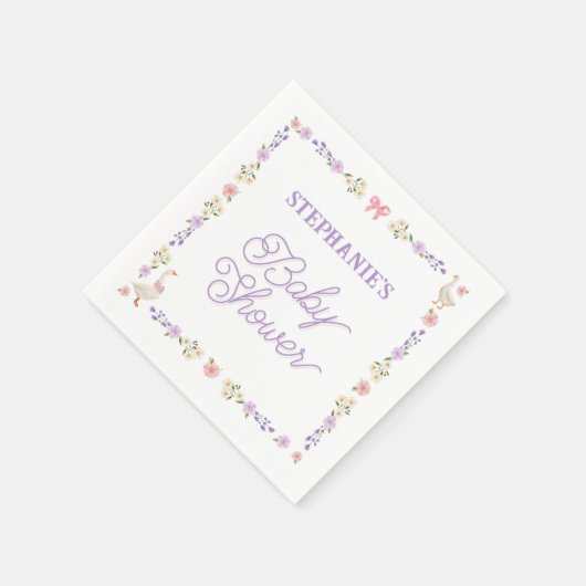 Baby Dusche Wildblumen Gänse Personalisiert Serviette (Ecke)