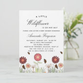 Baby Dusche Wildblumen Schmetterlinge Retro Luxus Einladung (Stehend Vorderseite)