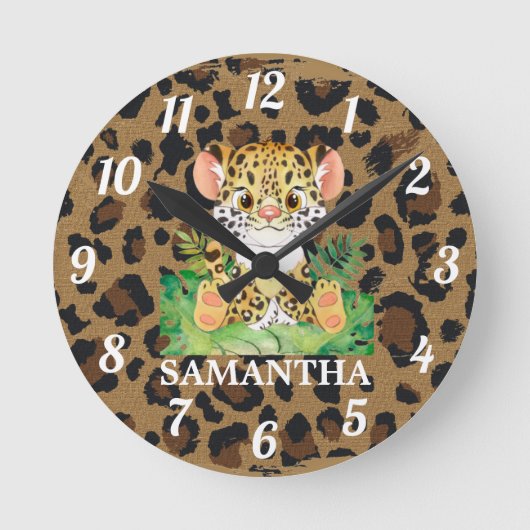 Baby-Dusche Wildtiere Runde Wanduhr (Vorderseite)