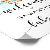 Baby Dusche Willkommensschild Heißluftballon Tiere Poster (Ecke)