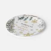 Baby Dusche Winter Pappteller (Schrägansicht)