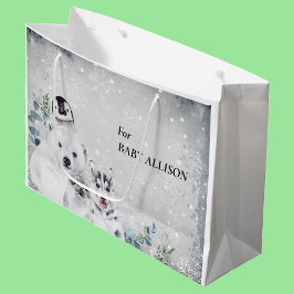 Baby Dusche Winter Schnee Weihnachtsmann arktische Große Geschenktüte