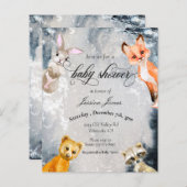 Baby Dusche Winter Woodland Tiere Urlaub Invita (Vorne/Hinten)