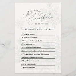 Baby Dusche Winterschneeflocken Quiz geschlechtsne