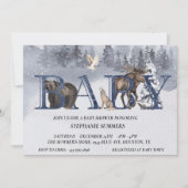 Baby Dusche Woodland Bear Winter Watercolor Einladung (Vorderseite)