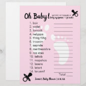 Baby Dusche Word Scramble Pink (Vorne/Hinten)