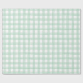 Baby Dusche Wrapping Paper Light Green Gingham Geschenkpapier (Flach)