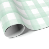 Baby Dusche Wrapping Paper Light Green Gingham Geschenkpapier (Rolleneckpunkt)