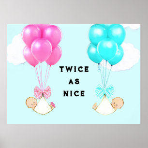 Baby Dusche Zwillinge Junge und Mädchen Poster