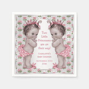 Baby-Dusche Zwillings-Vintage Prinzessin-Roses Serviette