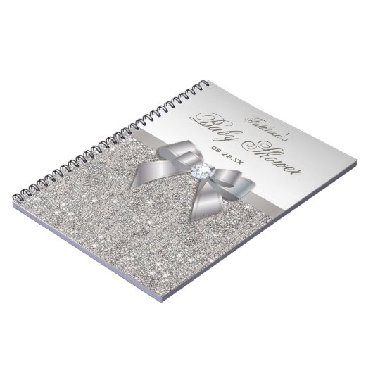 Baby-Duscheguestbook-Imitat versilbert Sequins und Notizblock (Linke Seite)
