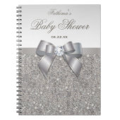 Baby-Duscheguestbook-Imitat versilbert Sequins und Notizblock (Vorderseite)